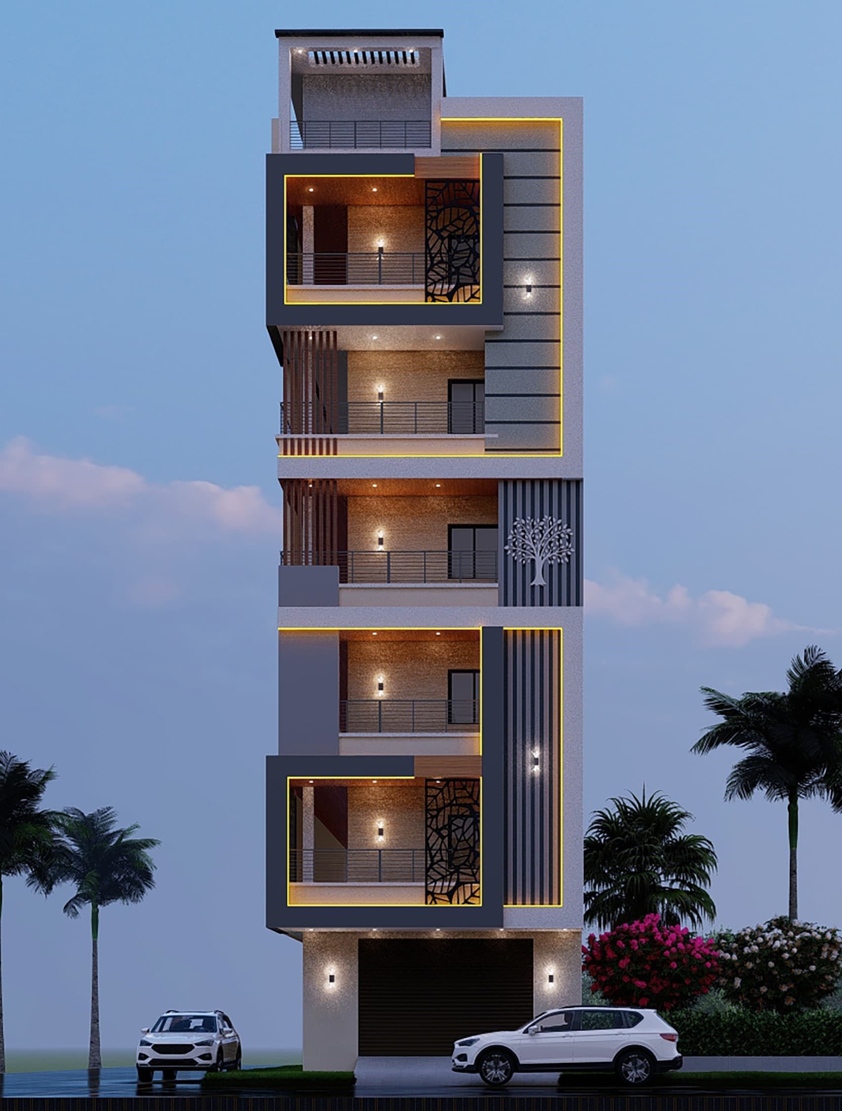 Textured Paint Indian Home Facade