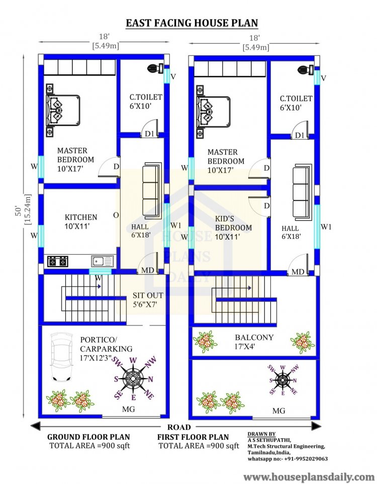 18x50 East Face House Design As Per Vastu House Plan And Designs PDF Books