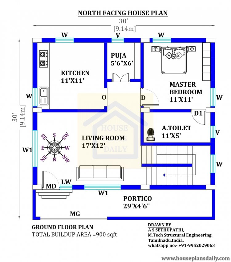 30x30 North Facing Duplex House Plans Per Vastu House Plan And Designs PDF Books