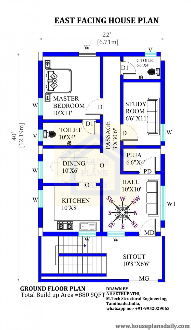 22x40 East Facing Vastu House Plan House Plan And Designs PDF Books