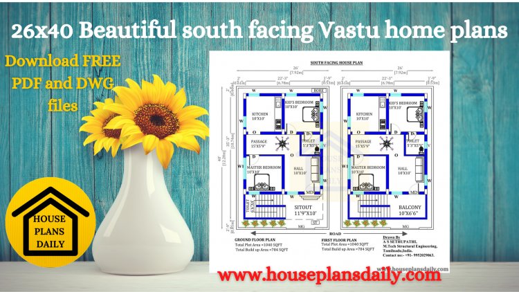26x40  South Facing Vastu Home Plan