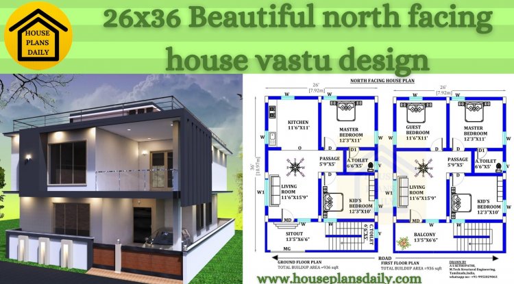 26x36 north facing house Vastu design