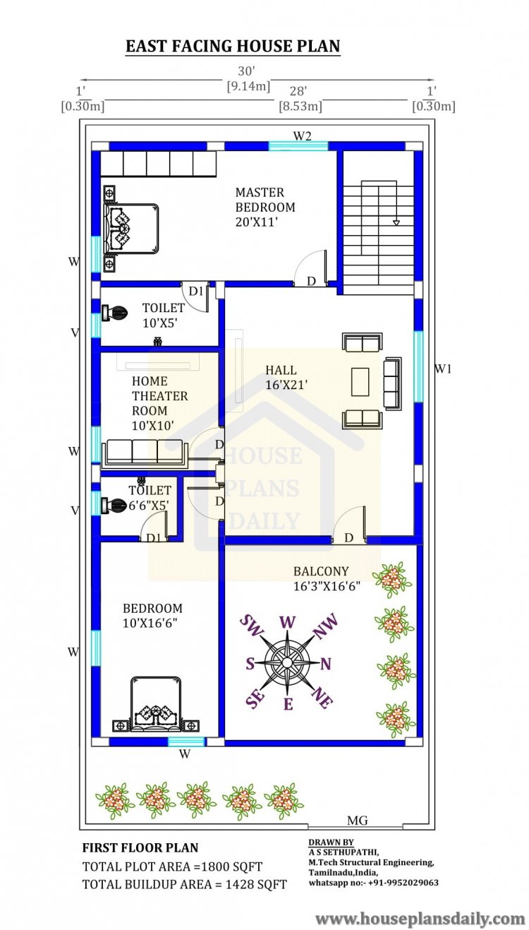 30x60 East Facing House Plan House Plan And Designs PDF Books