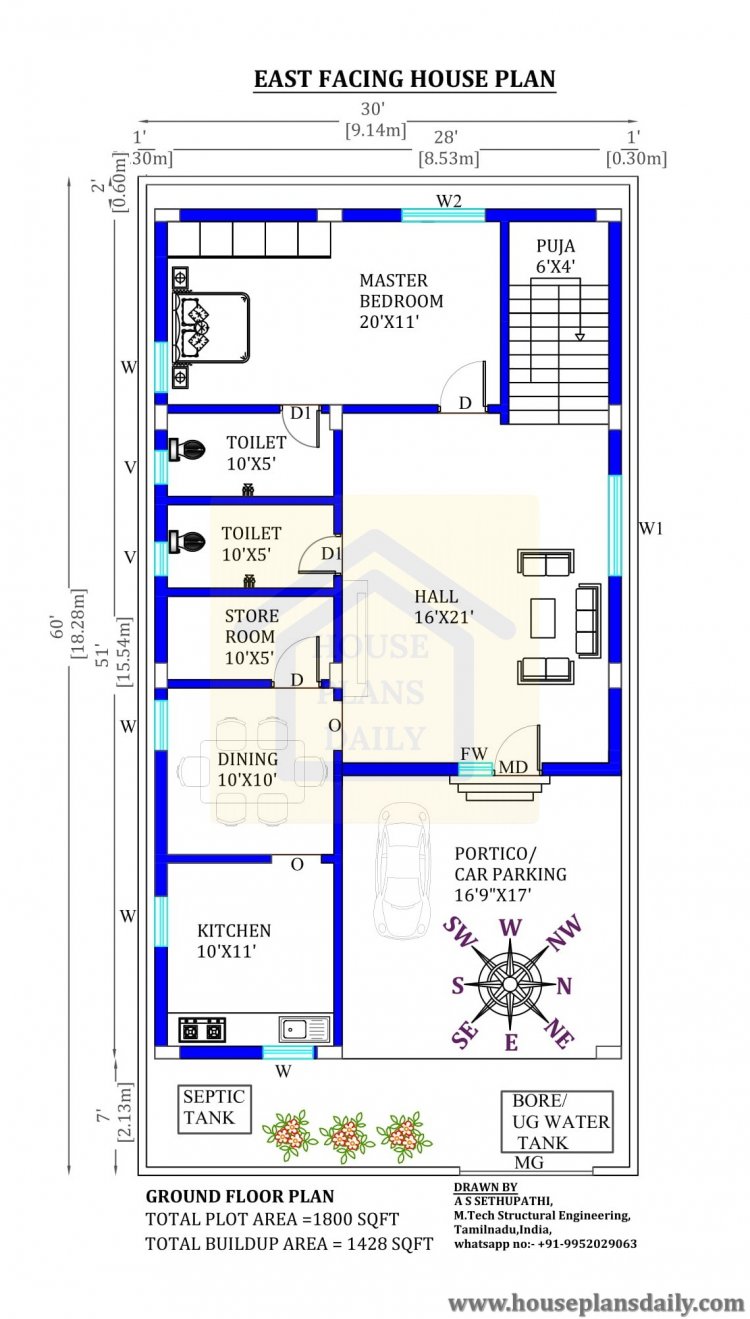 30x60 East Facing House Plan House Plan And Designs PDF Books