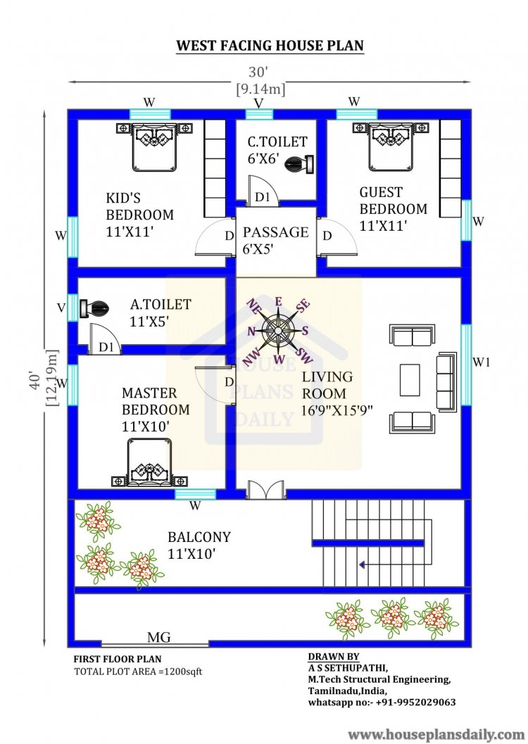 30X40 West Facing House Vastu Plan House Plans And Designs PDF Books