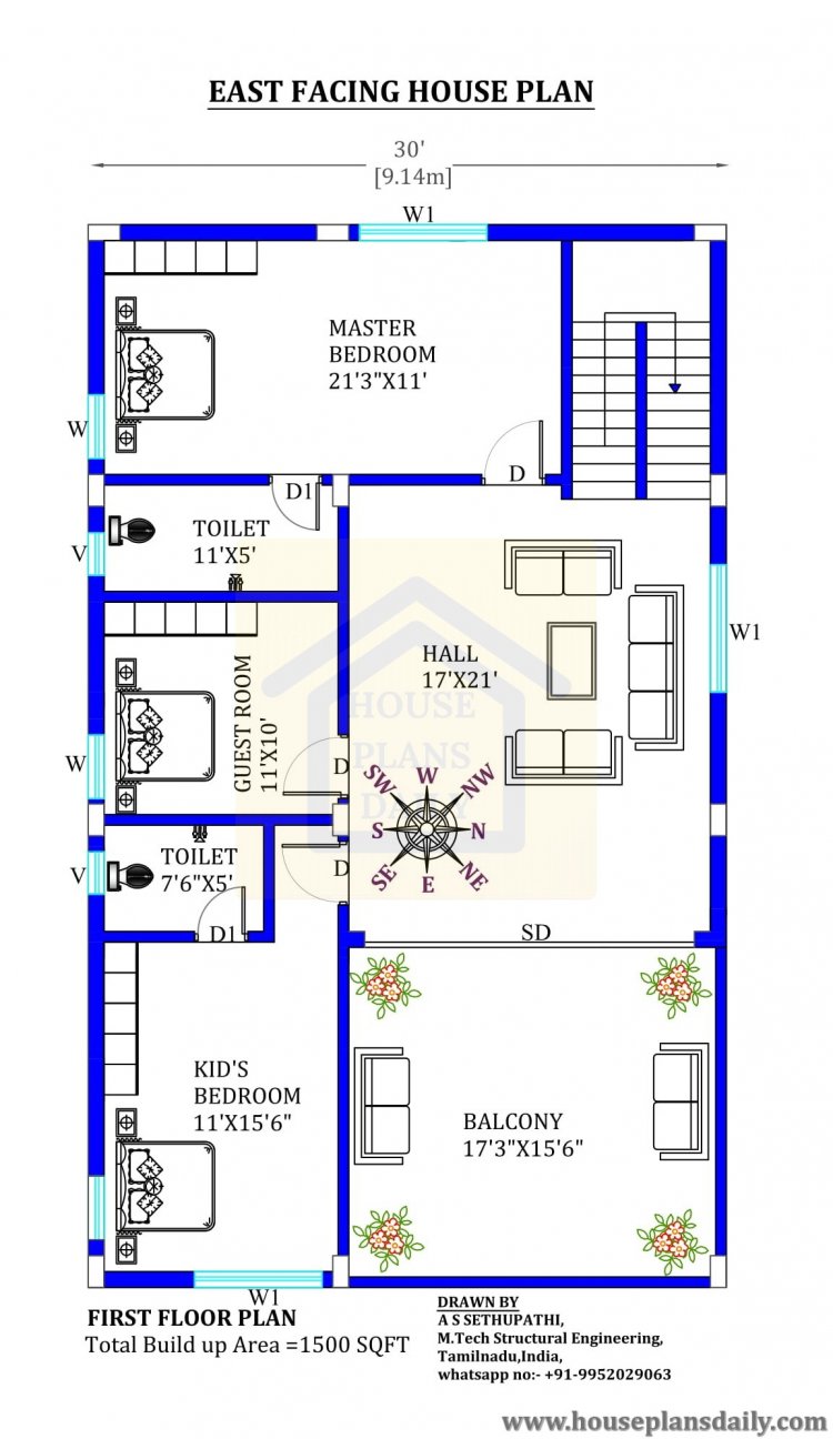 30x50 East Facing Vastu Plan House Designs And Plans PDF Books