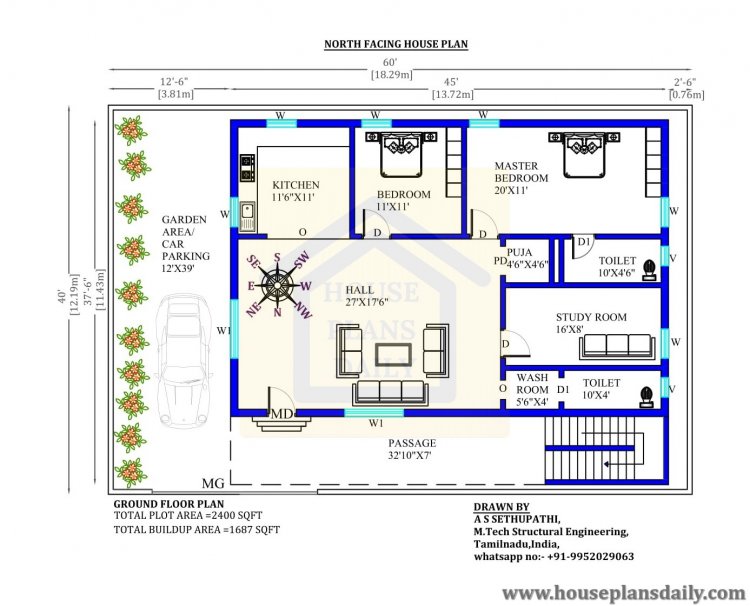 60x40 North Facing House Plans Design House Plan And Designs PDF Books