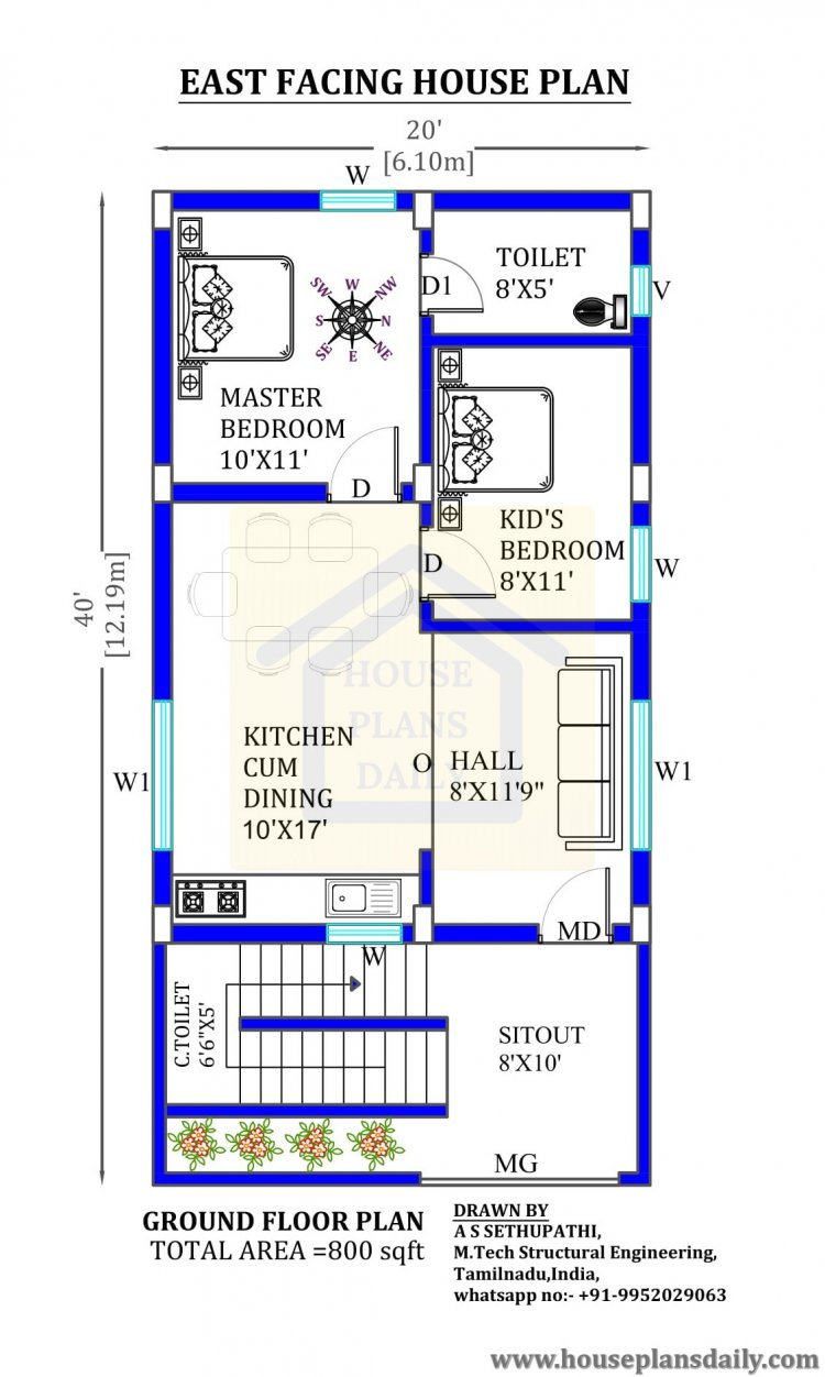 30 X 40 East Facing House Pla 2bhk House Plan 20x40 H Vrogue co