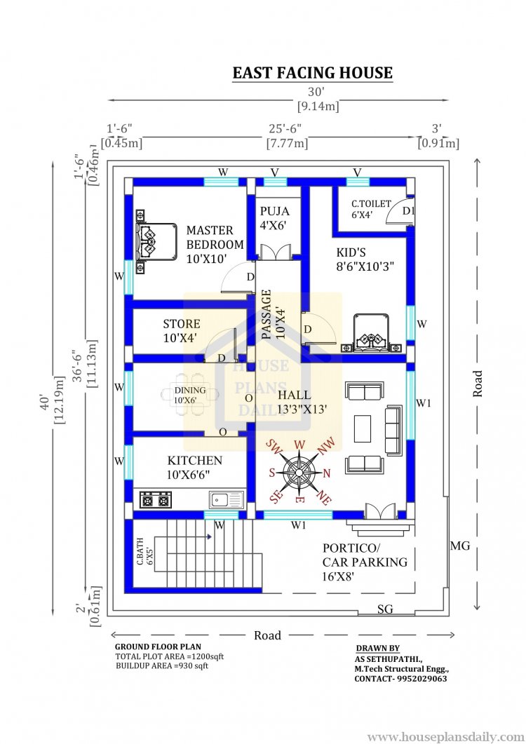 X East Facing Home Plan With Vastu Shastra House Plan And Designs