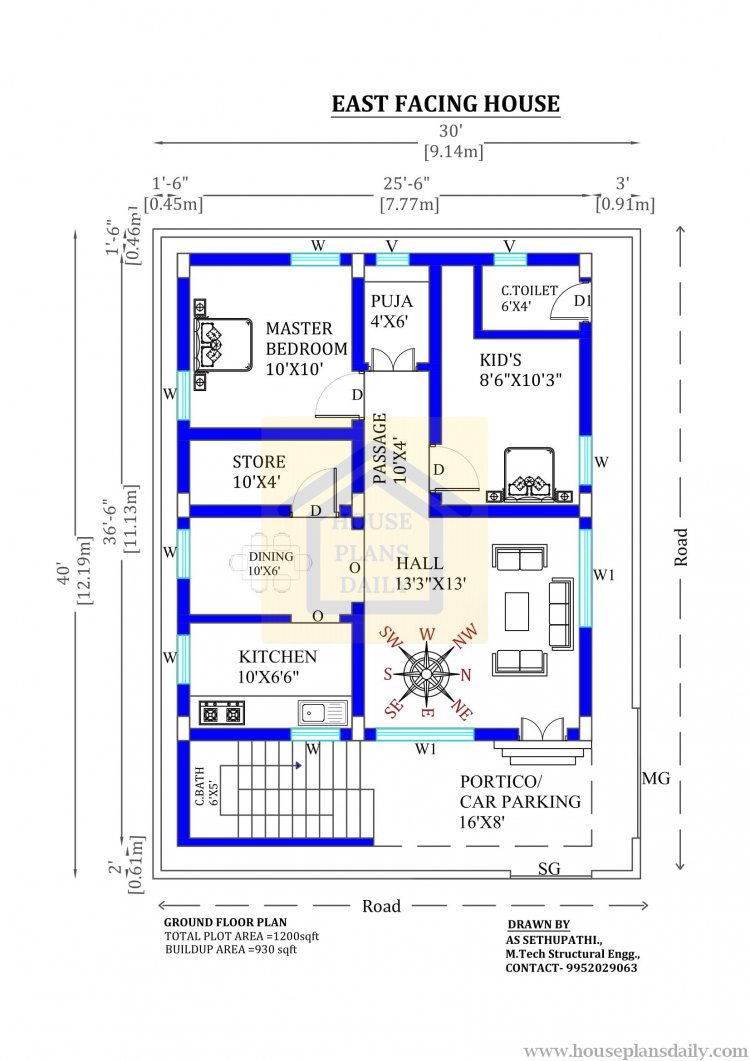 30x40 Keleti Fekv s Otthon Terve Vastu Shastra val House Plans Daily Westminster Portal