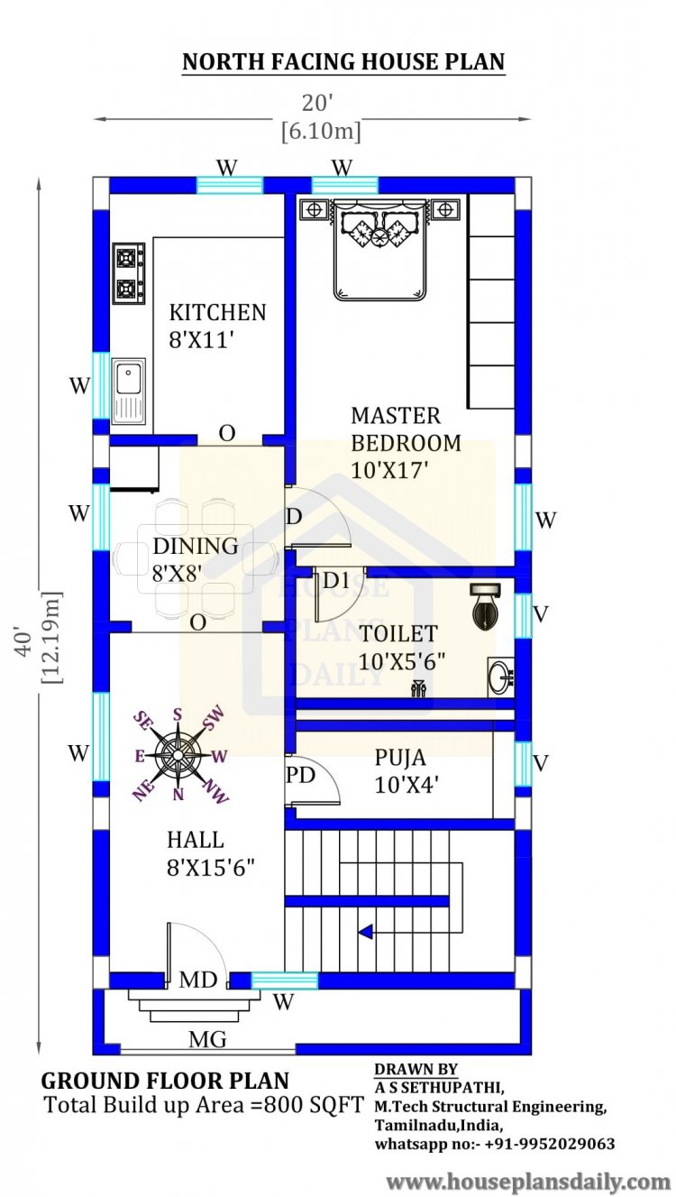 20x40 North Facing House Plan With Vastu House Plan And Designs PDF Books