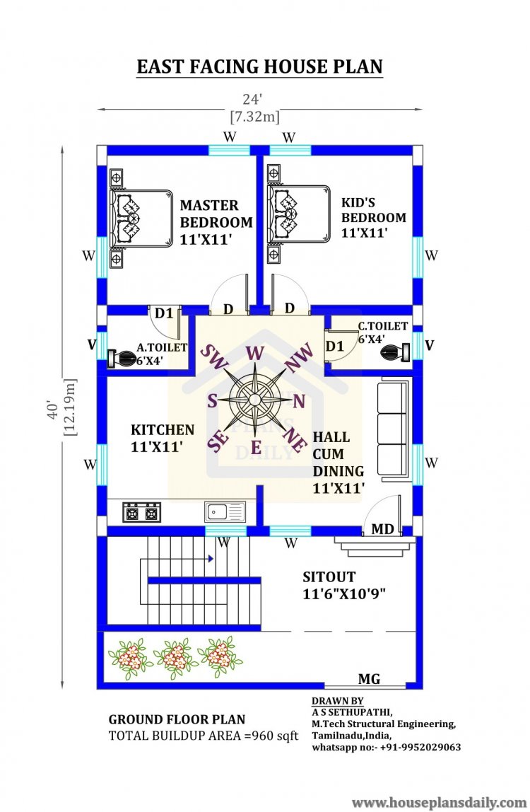 24x40 East Facing Vastu Home Design House Plan And Designs PDF Books