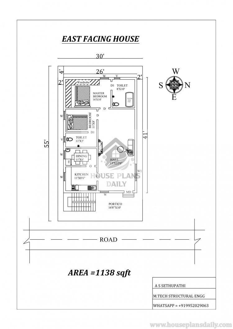 East facing House Plan Layout