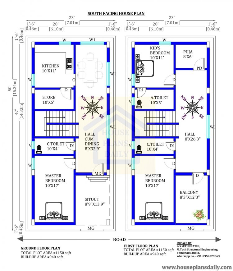 1150 Sq Ft House Plans 3 Bedroom 23 50 House Plan 1150 SQFT Home Plan House Plan And