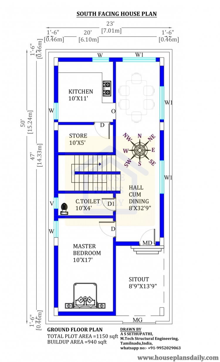 1150 Sq Ft House Plans 3 Bedroom 23 50 House Plan 1150 SQFT Home Plan House Plan And