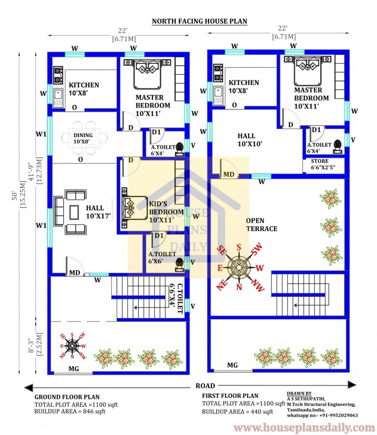 North Facing House Vastu Plan 22x50 Ghar Ka Naksha House Plan And Designs PDF Books