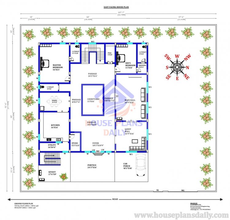 House Plans With Courtyard Courtyard House Plans Home Plans House Plans Daily