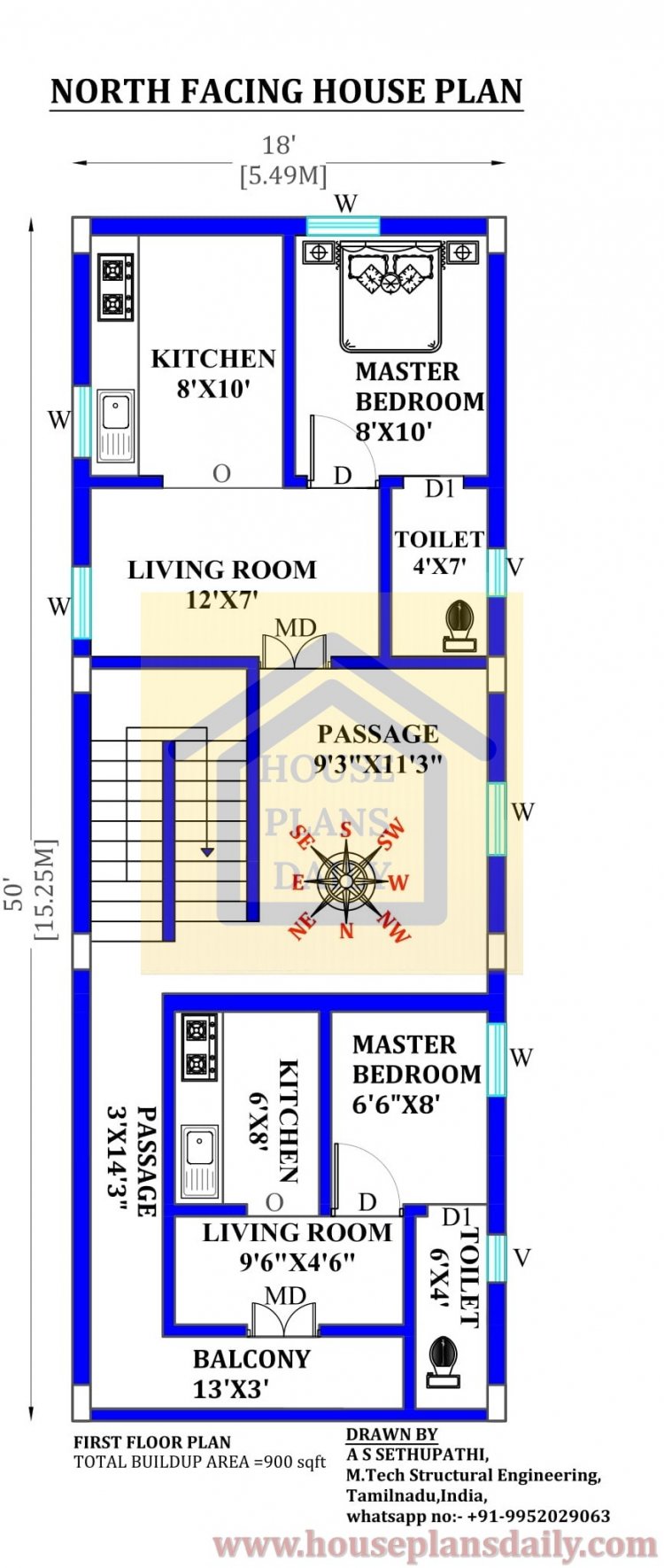 900 Sqft North Facing House Plan With Car Parking House Plan And 