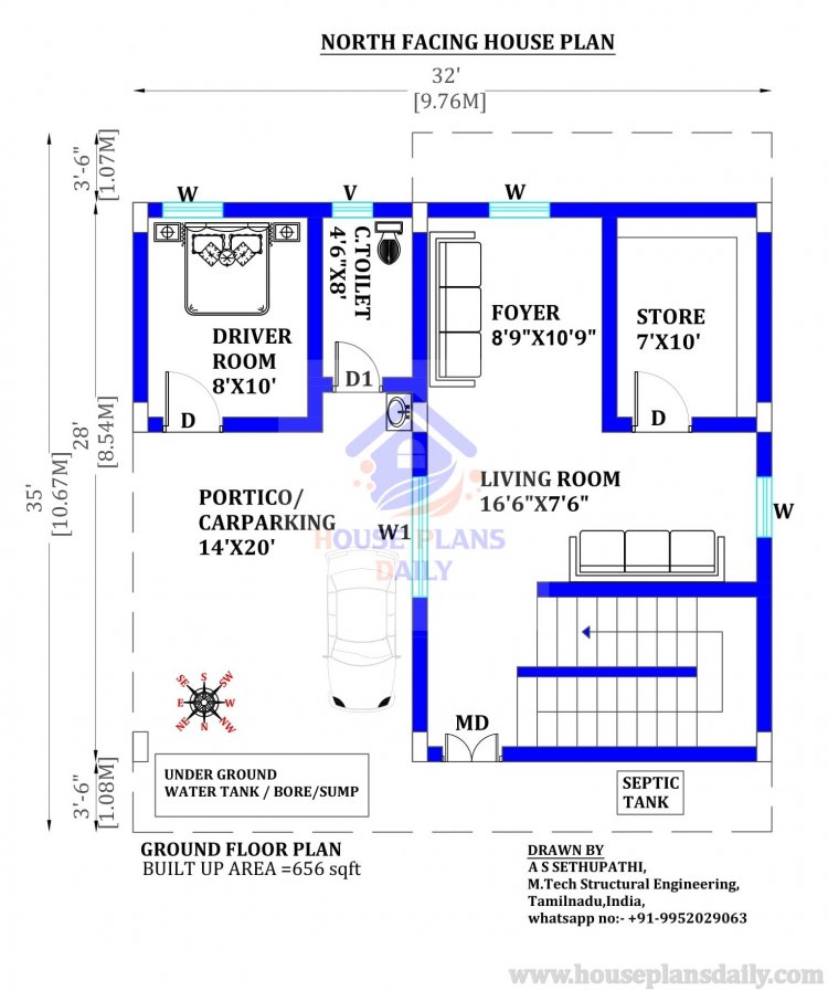 2bhk Duplex House Plan |Structural Drawing of Building