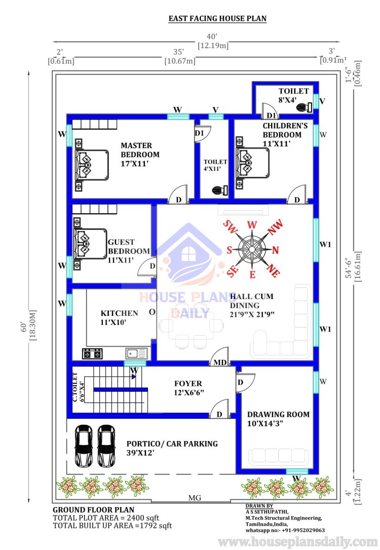 House Plan East Facing House 60x40 House Plan East Facing 48 OFF