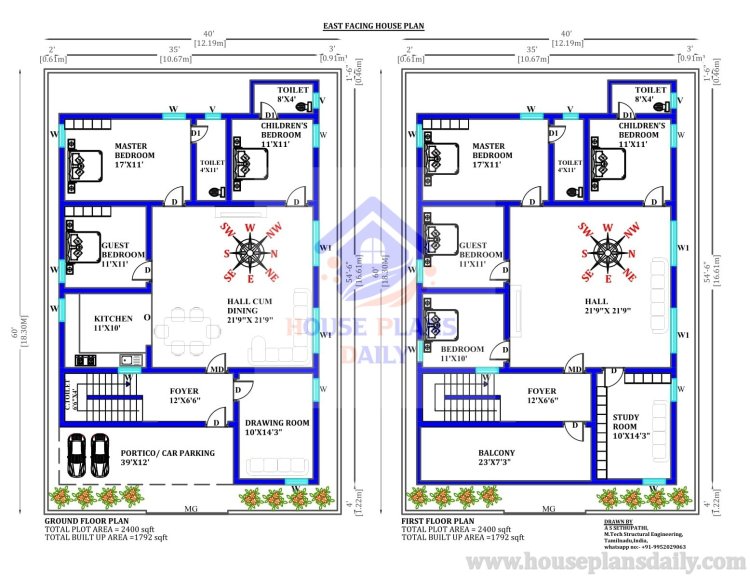 40x60 House Plan Two Story Building 2400 Sq Ft House House Plan And Designs PDF Books