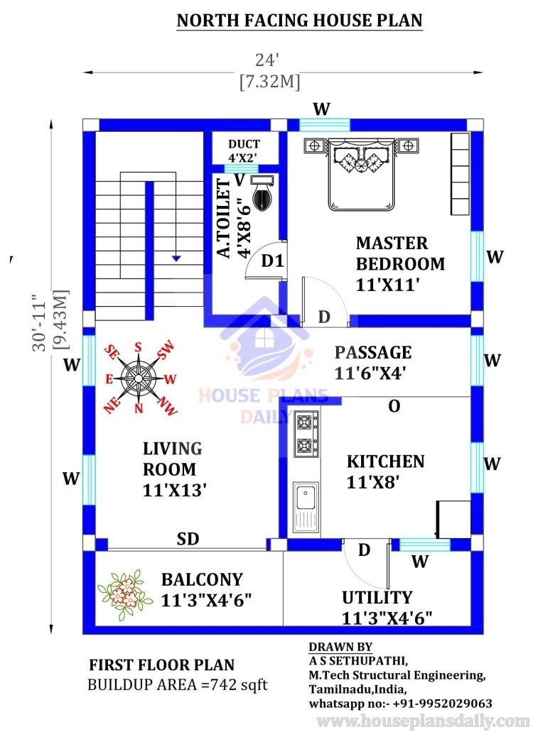 Vastu House Plan North Facing | G+4 Home Design