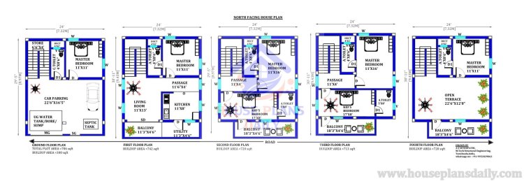 Vastu House Plan North Facing | G+4 Home Design