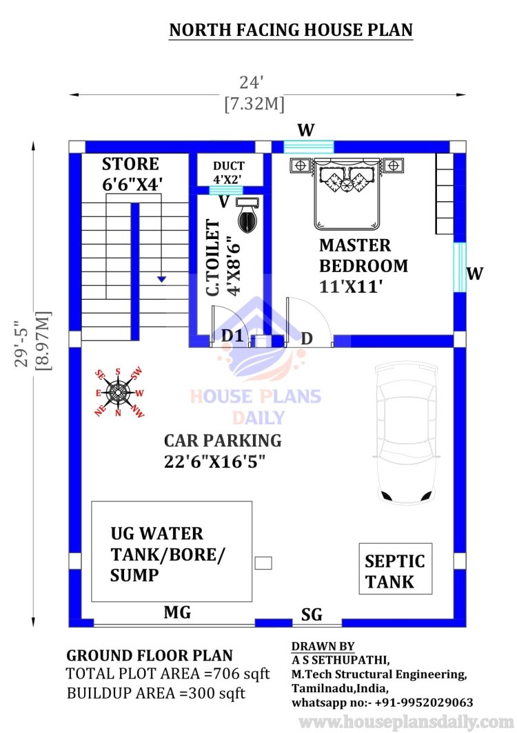 Vastu House Plan North Facing | G+4 Home Design