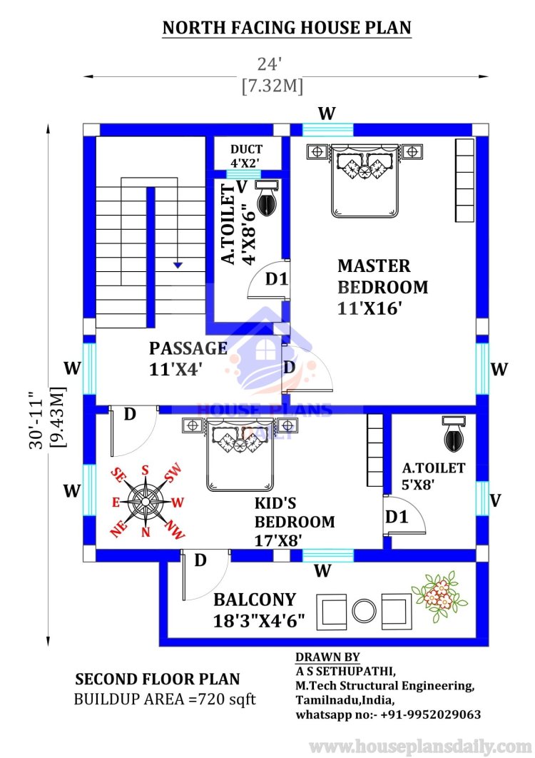 Vastu House Plan North Facing | G+4 Home Design