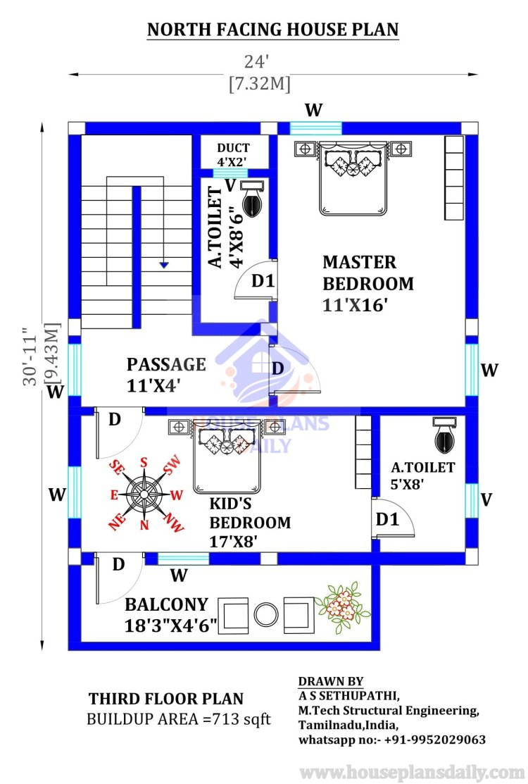 Vastu House Plan North Facing | G+4 Home Design