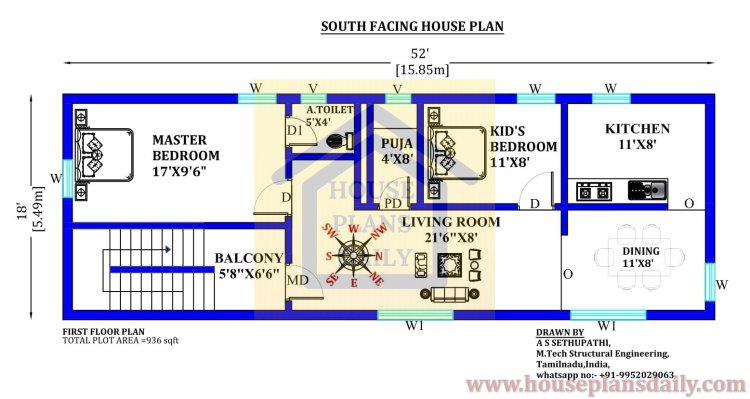 South Facing House Plan with Vastu | Small Home Designs