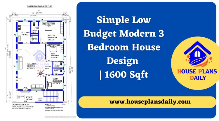 Simple Low Budget Modern 3 Bedroom House Design | 1600 Sqft - House ...