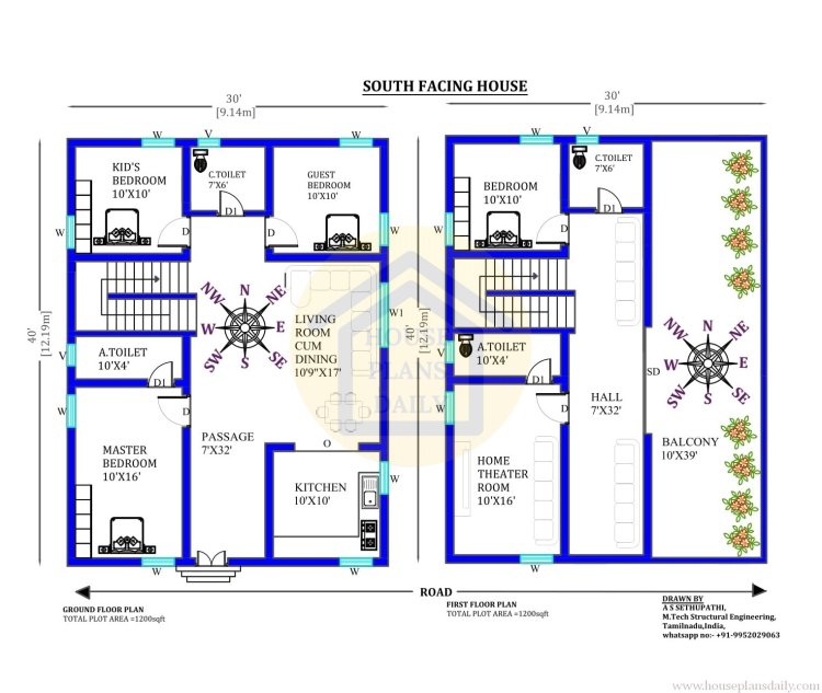 Top 50 G+1 House Plans Designed According to Vastu Shastra