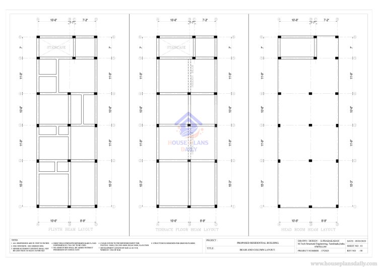 beam column layout drawing