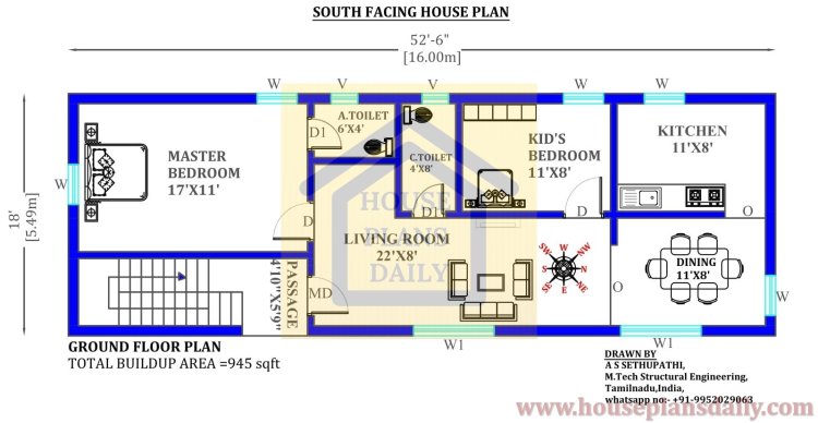 South Facing House Plan | South Side Homes | Floor Plan Book