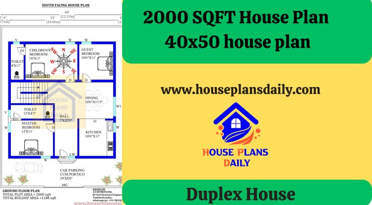 Duplex House | 2000 SQFT House Plan| 40x50 house plan - House Designs ...