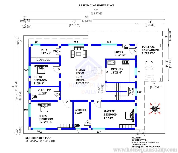 1600 Sqft House | House Electrical Wire Diagram | Plumbing Drawing