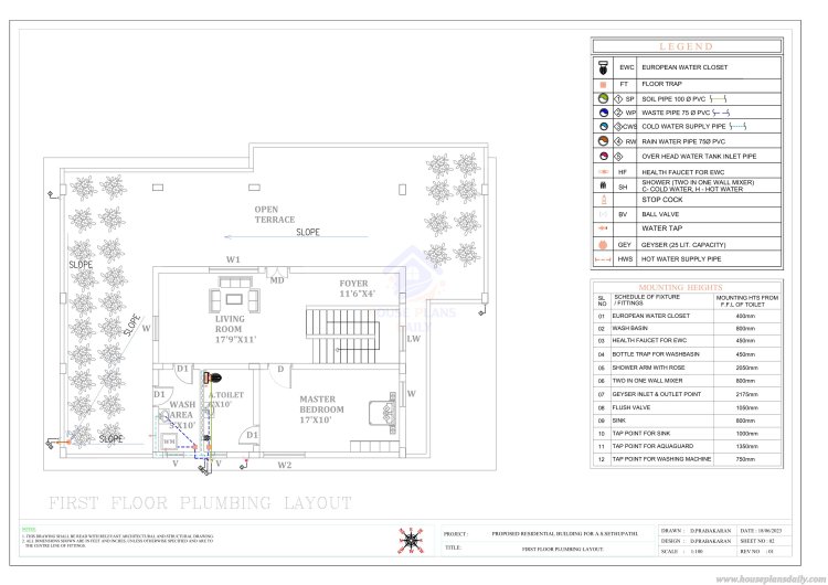 1600 Sqft House | House Electrical Wire Diagram | Plumbing Drawing