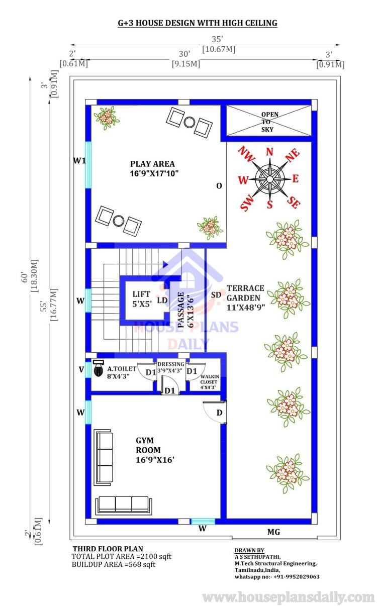 House Duplex Design East Facing | High Ceiling House Plans