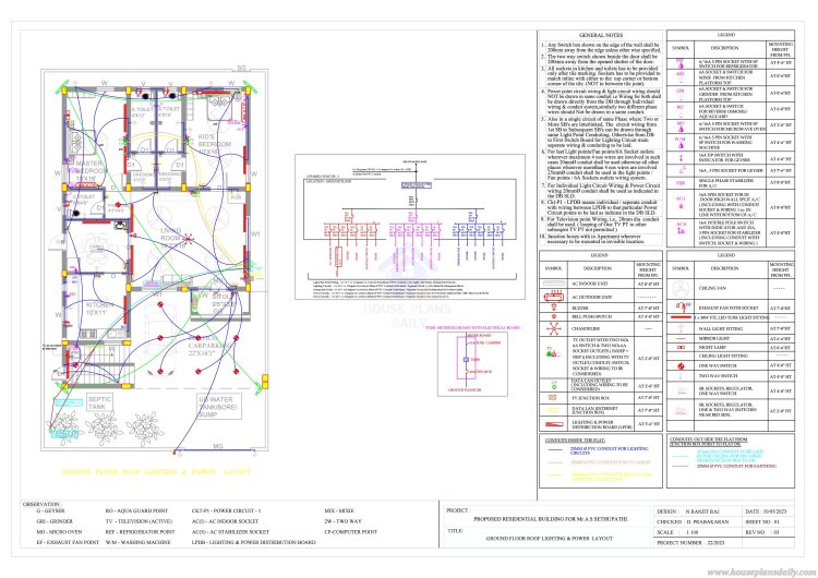 House Plumbing Drawing | House Electrical Drawing | East Facing House Plan