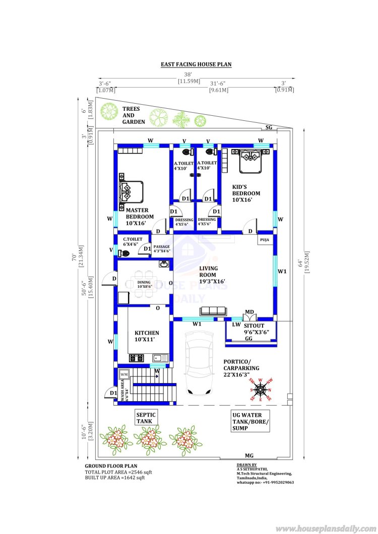 House Plumbing Drawing | House Electrical Drawing | East Facing House Plan