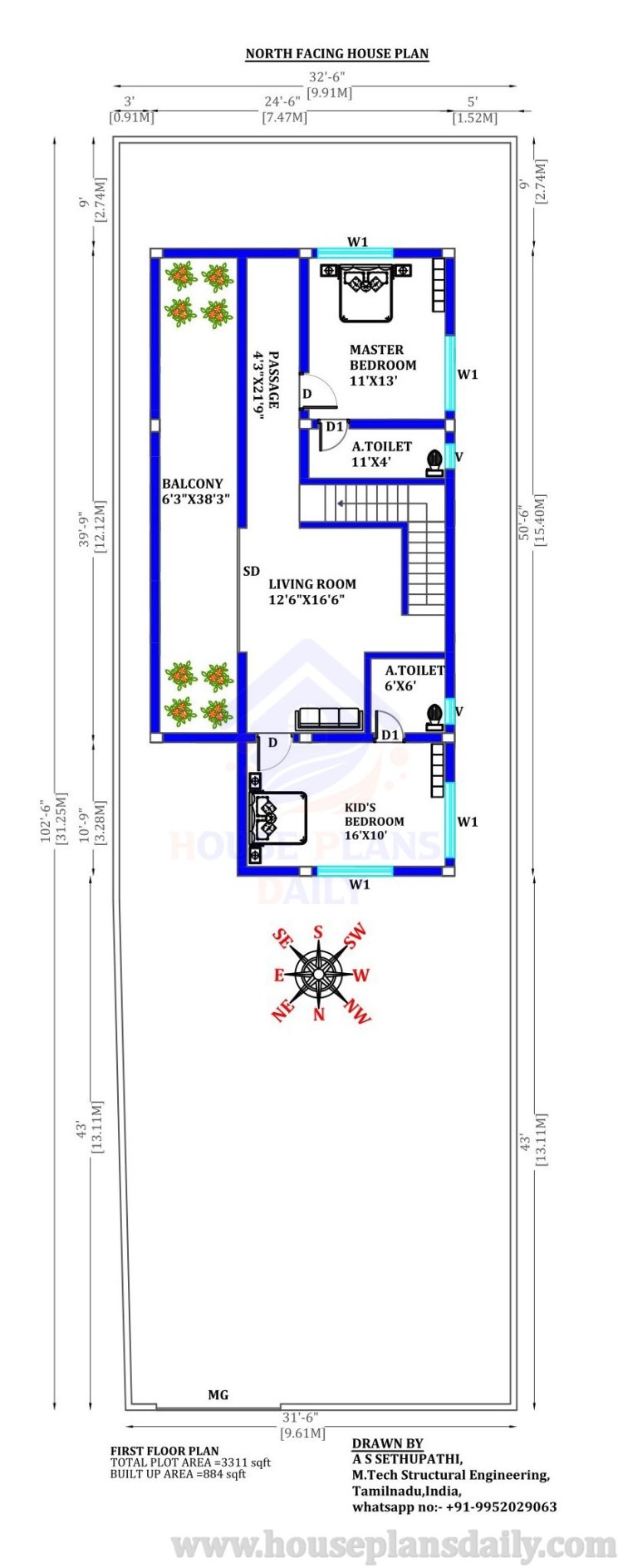 North Facing Duplex House Plans