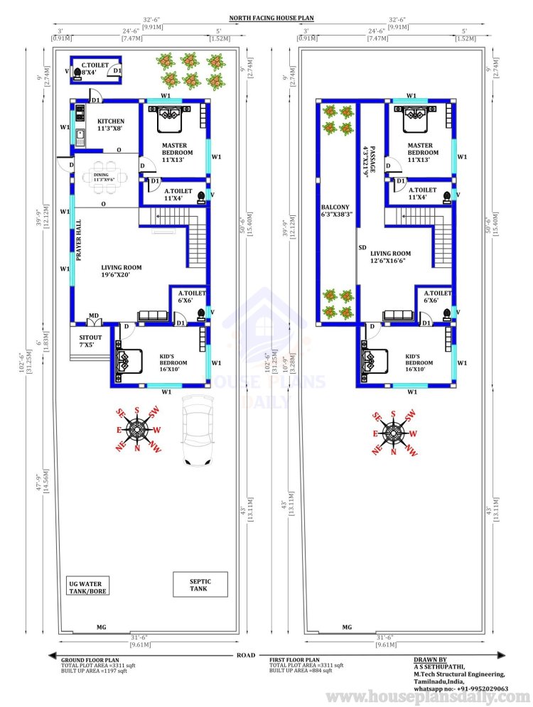 North Facing Duplex House Plans