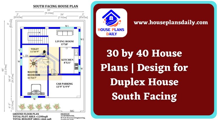 30 by 40 House Plans | Design for Duplex House South Facing - House ...