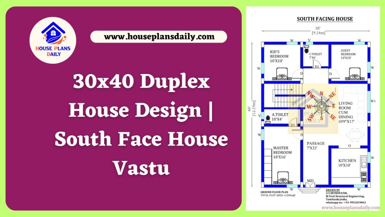 30x40 Duplex House Design | South Face House Vastu