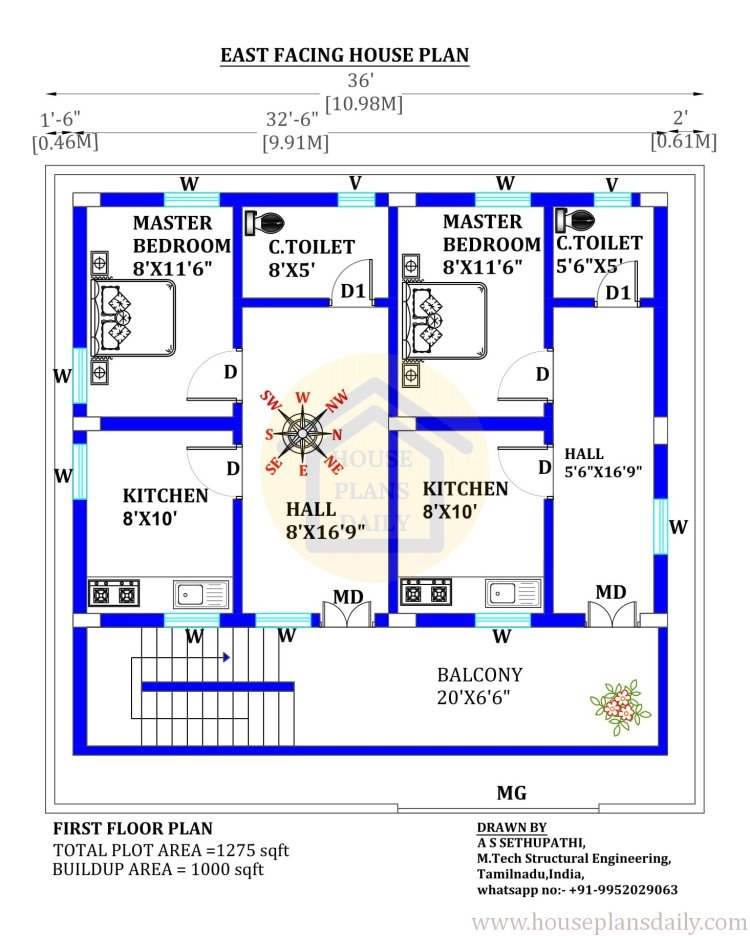 East Face House Plans with Vastu | East Face House Plan Vastu