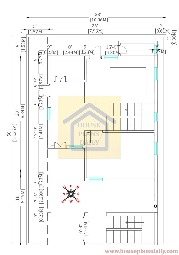 North and West Facing House Plan | 33x50 Designed House