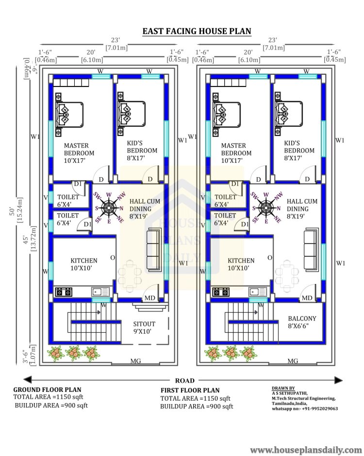 Top 20 East Facing House Floor Plans - House Designs and Plans | PDF Books