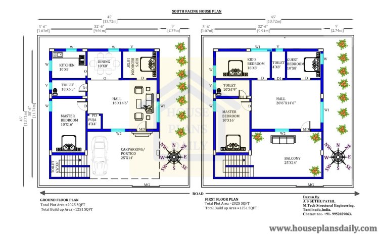 Top 20 Amazing South Facing House Plans- House Plans Daily