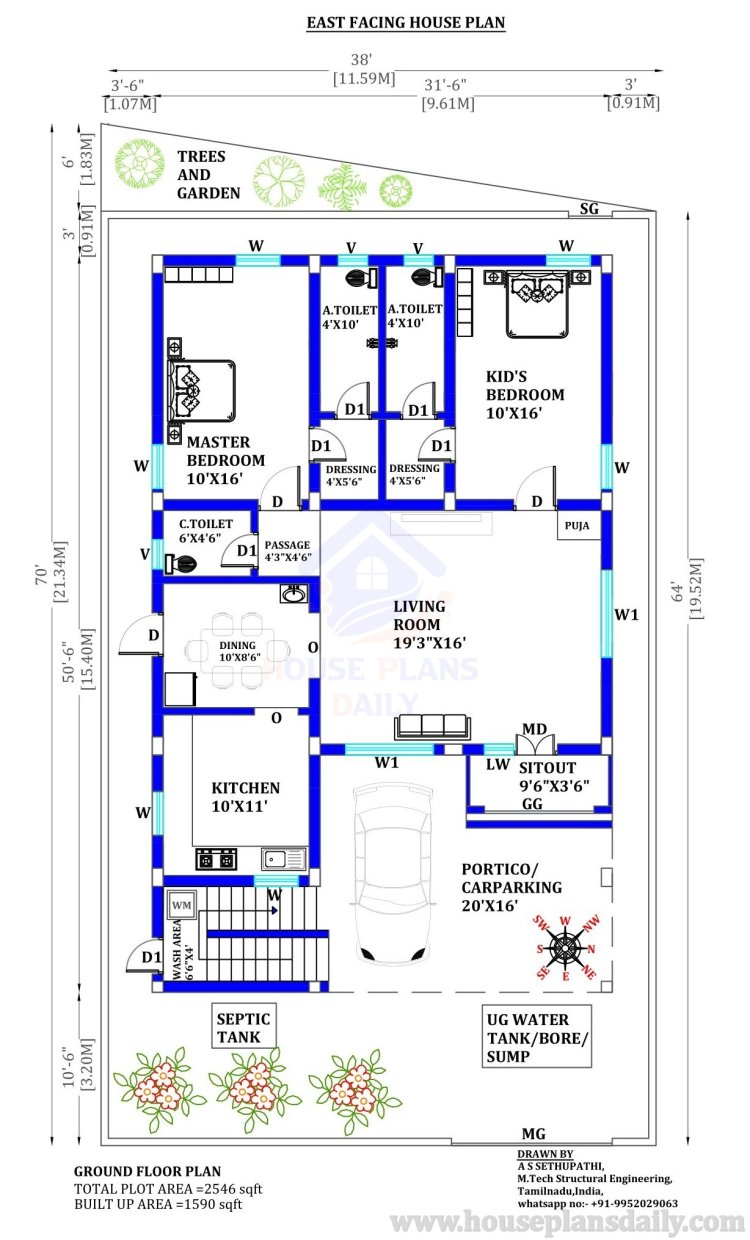 East Facing Vastu House | House Plans Daily | Vastu Home